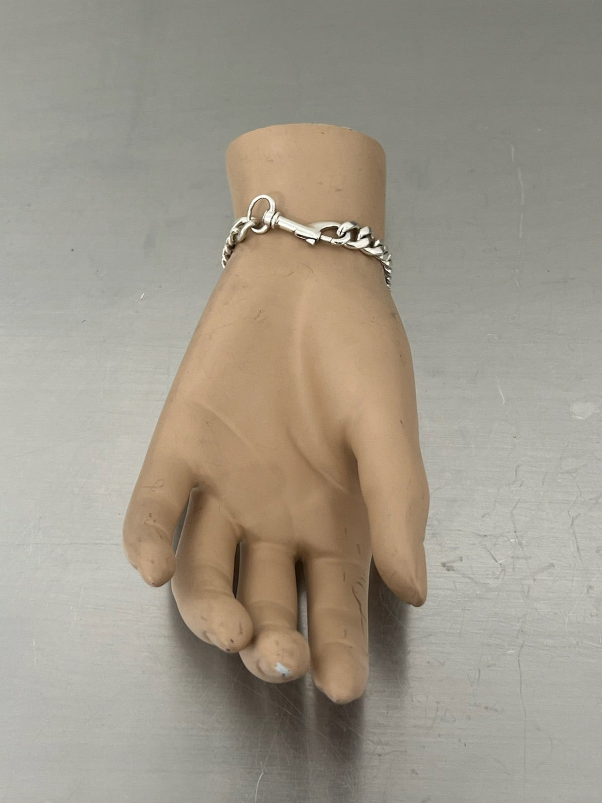 STONE THIN LINK SILVER BRACELET