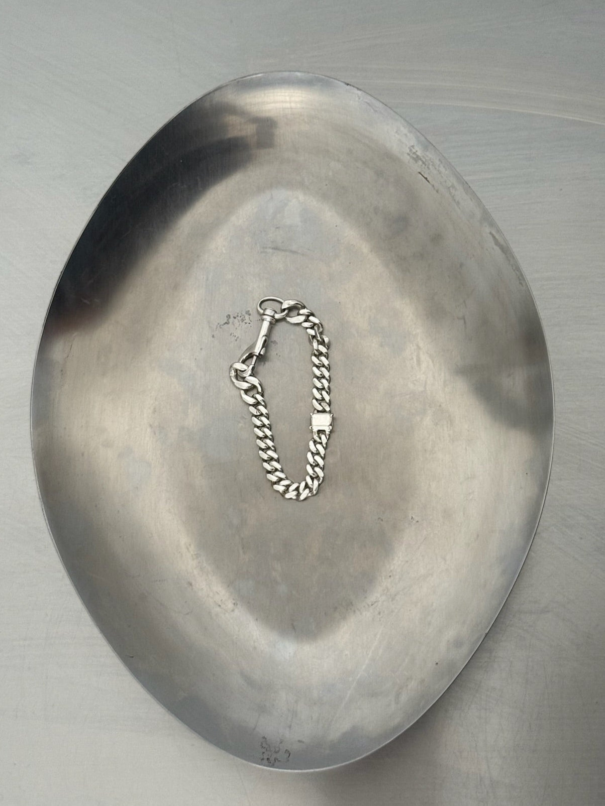 STONE THIN LINK SILVER BRACELET