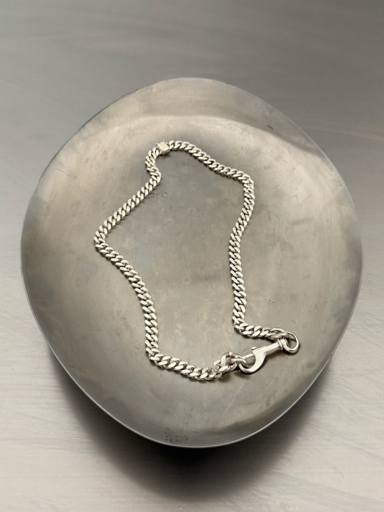 SILVER STONE THIN LINK NECKLACE
