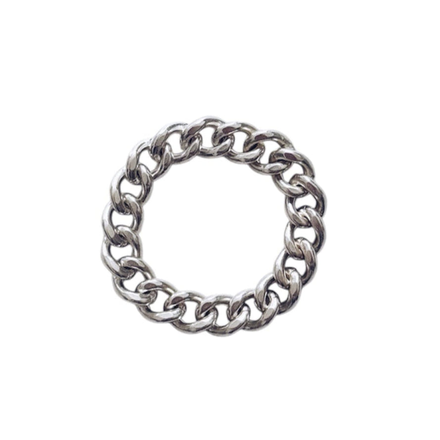 DAVE CURB SILVER CHAIN RING