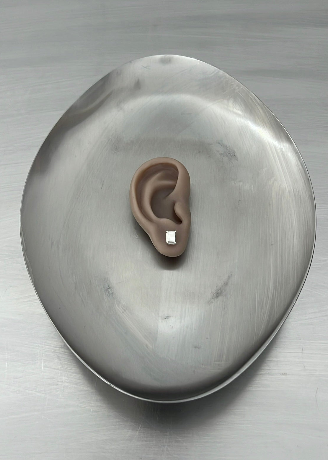 BOX STUD SILVER EARRING