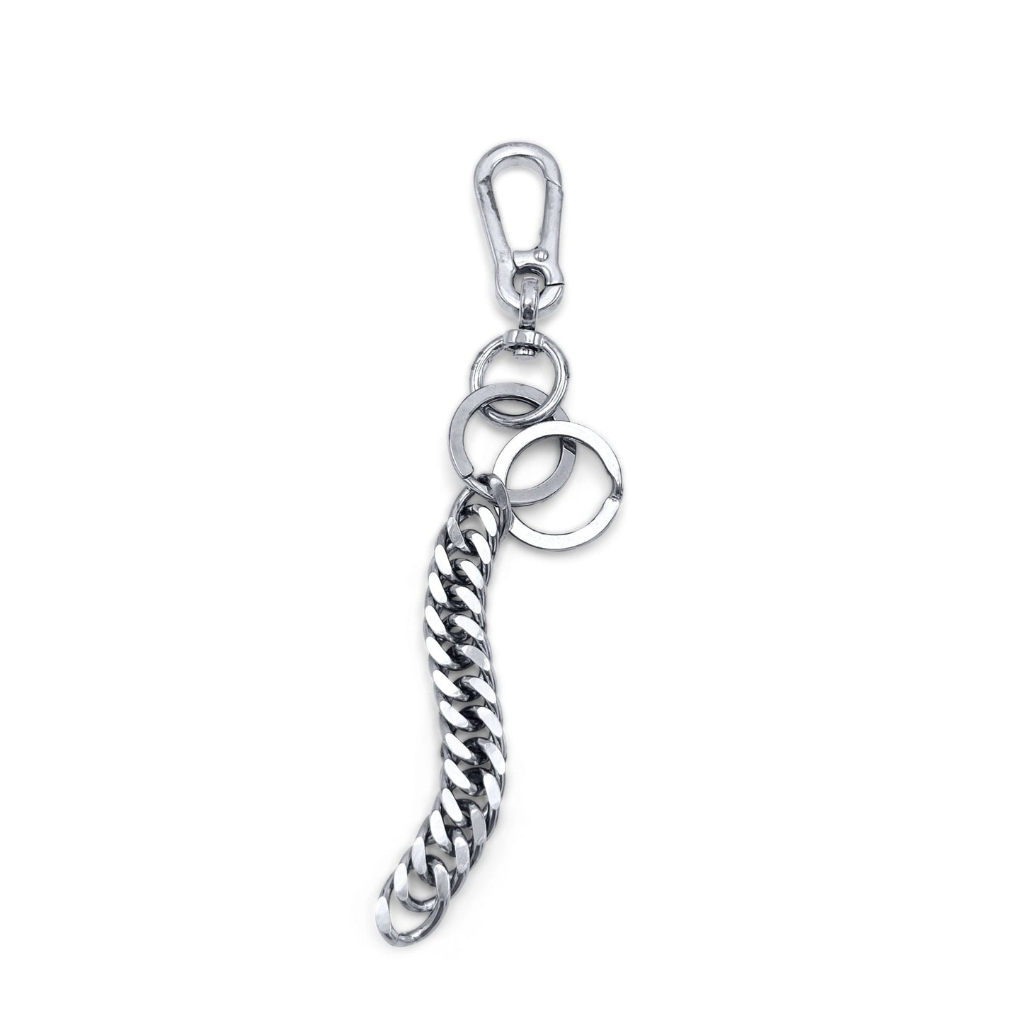 Double-link keychain connector in sterling silver .