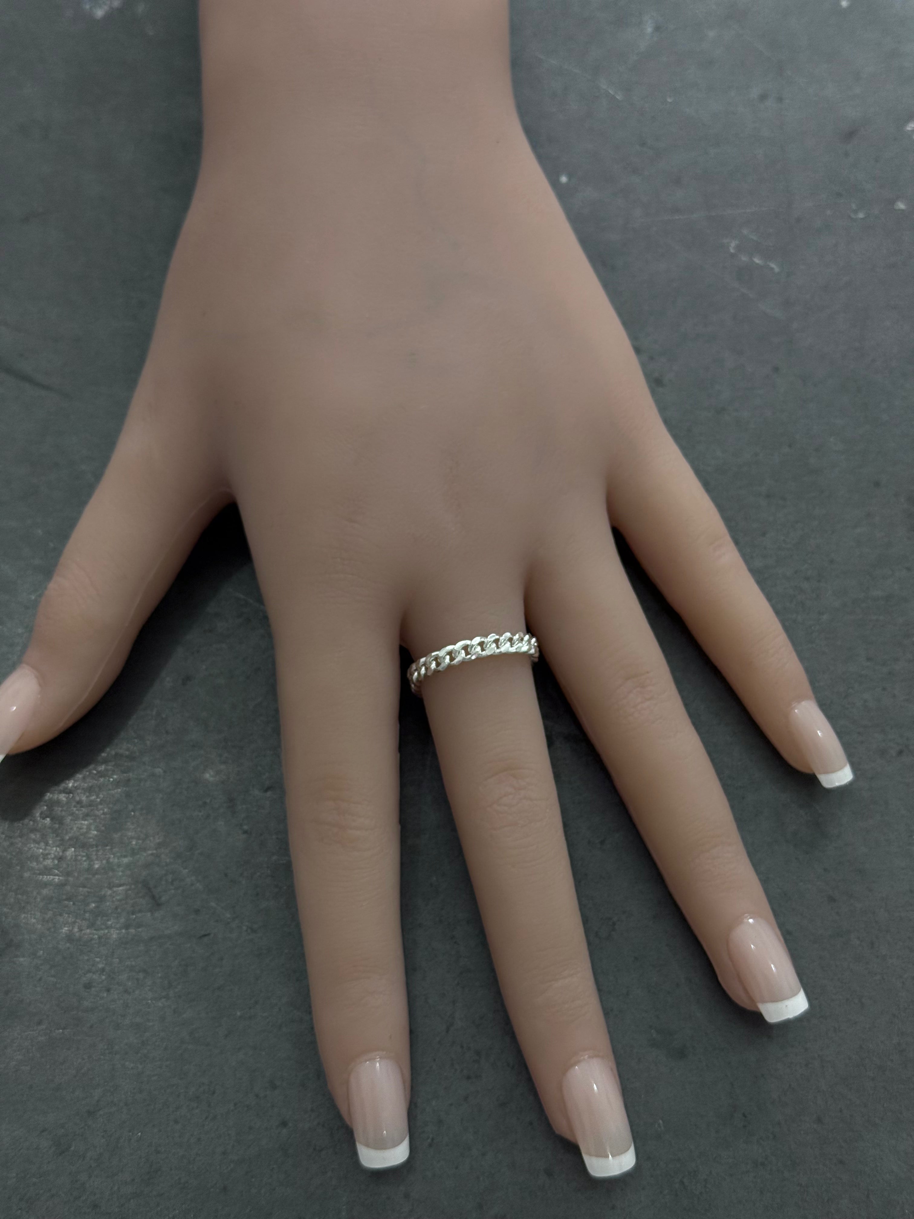 BABY CUBAN LINK SILVER RING