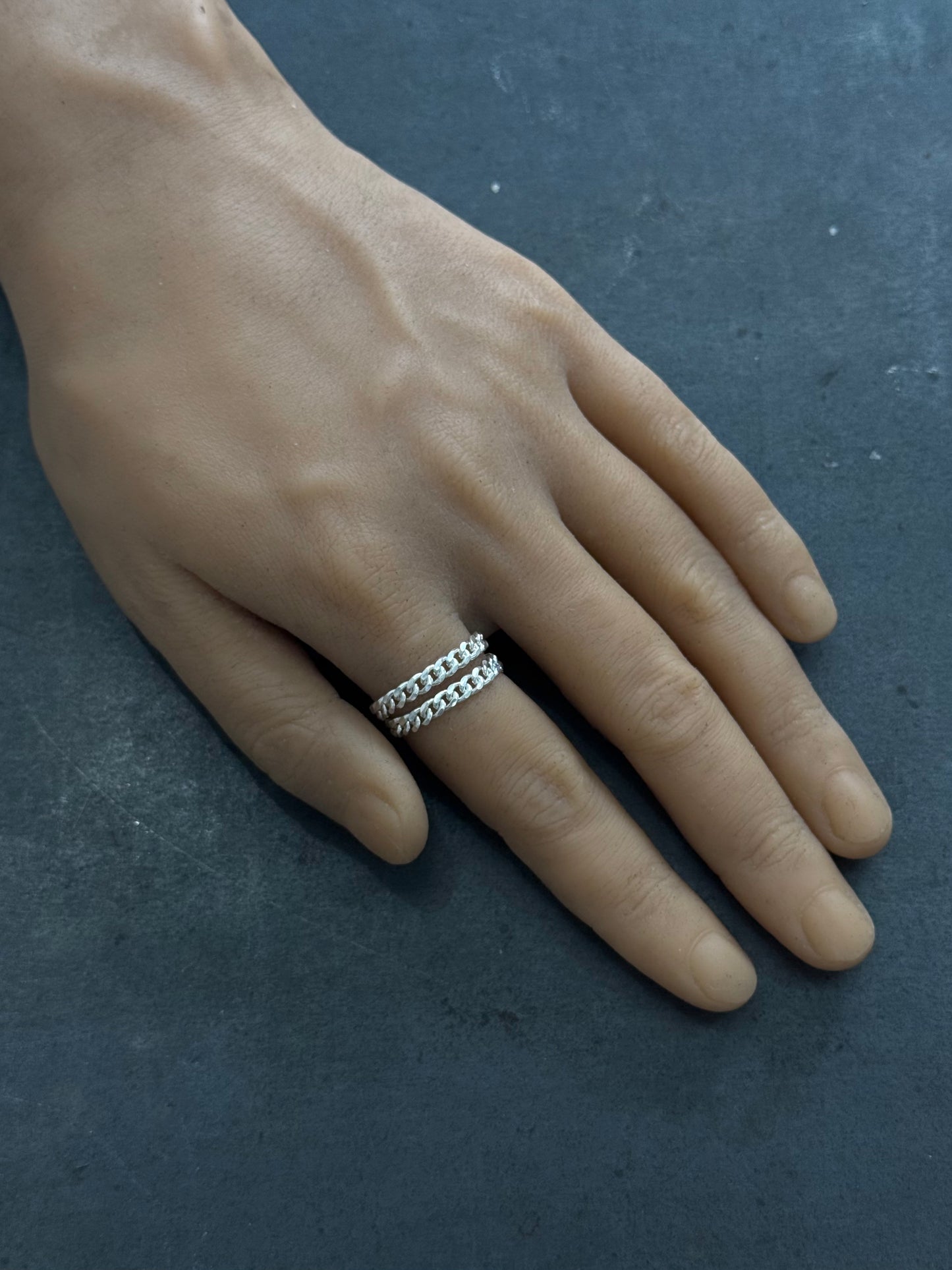 BABY CUBAN LINK SILVER RING