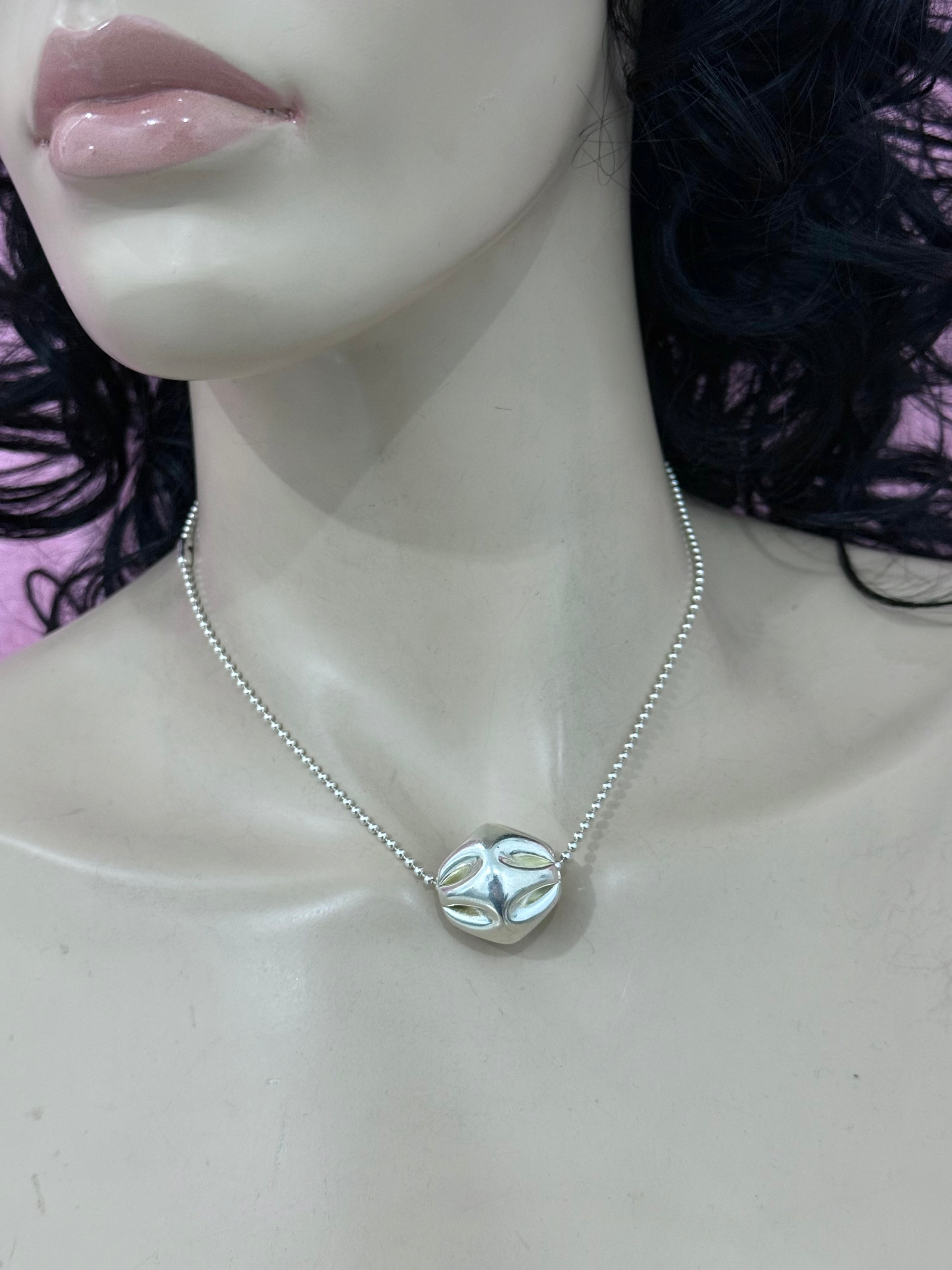 CRUSHED BEAD BALL CHAIN NECKLACE