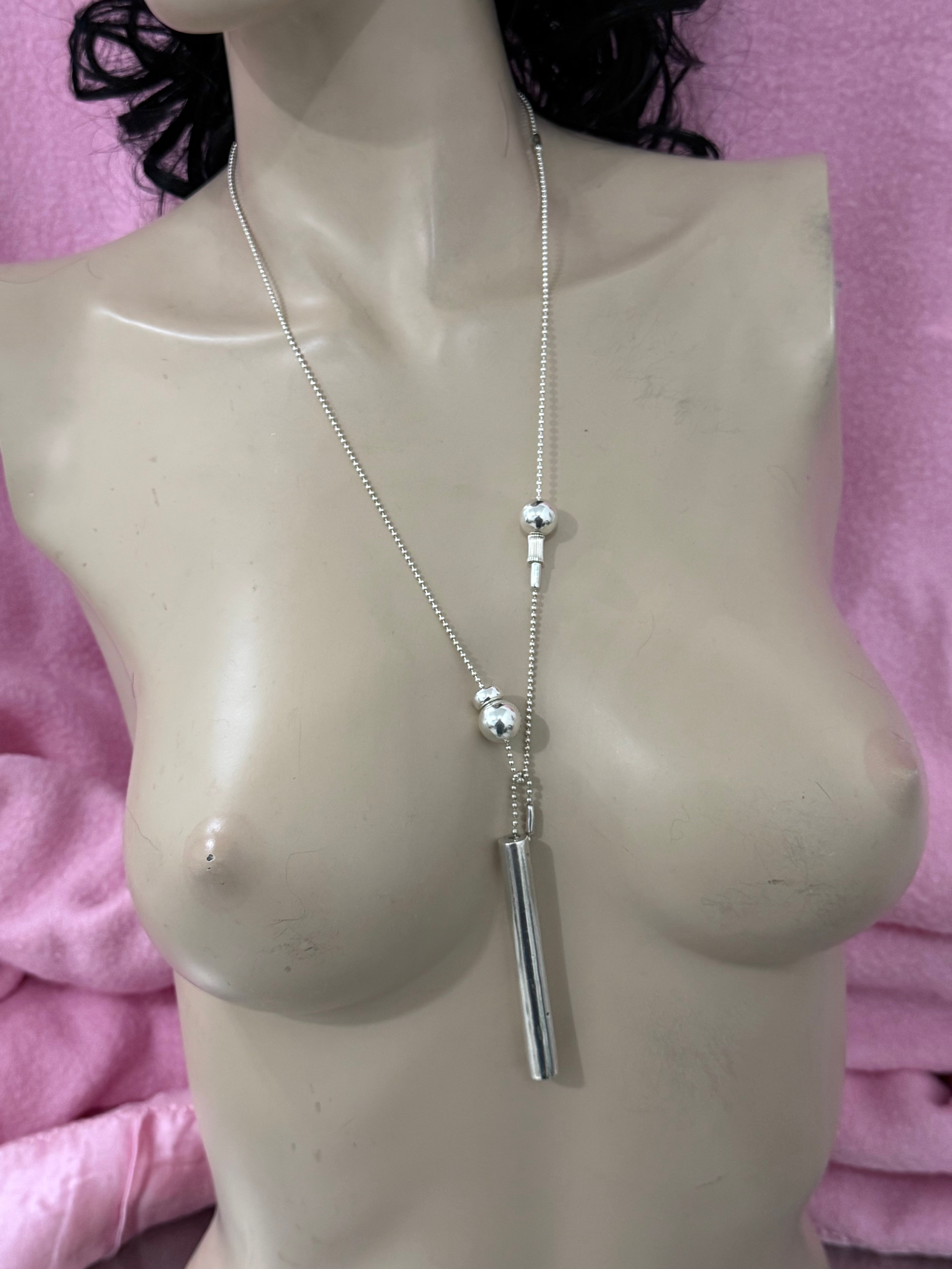 SILVER BEAD TUBE CONVERTIBLE CHAIN / BRACELET