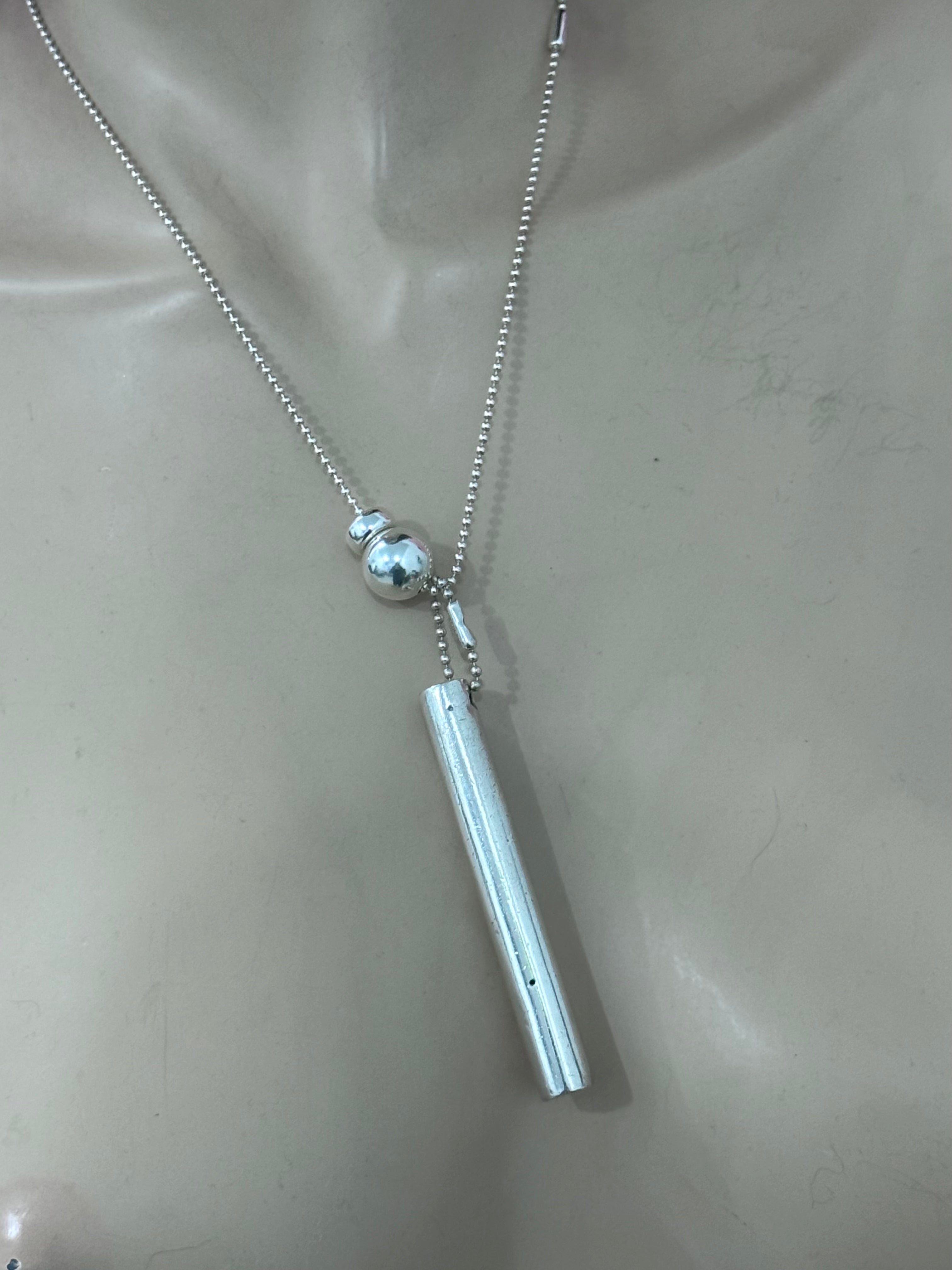 SILVER BEAD TUBE CONVERTIBLE CHAIN / BRACELET