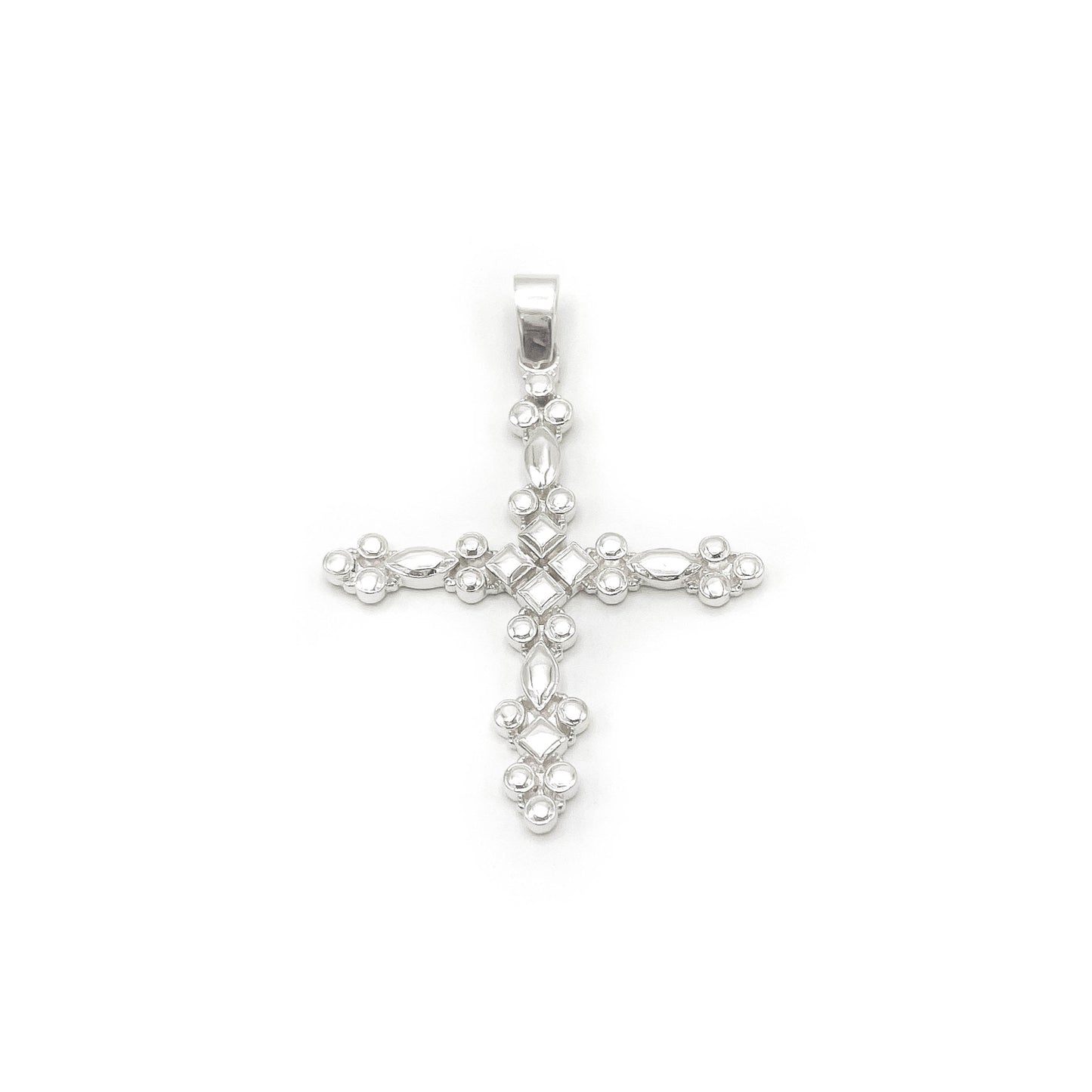 XL SILVER STONE CROSS PENDANT