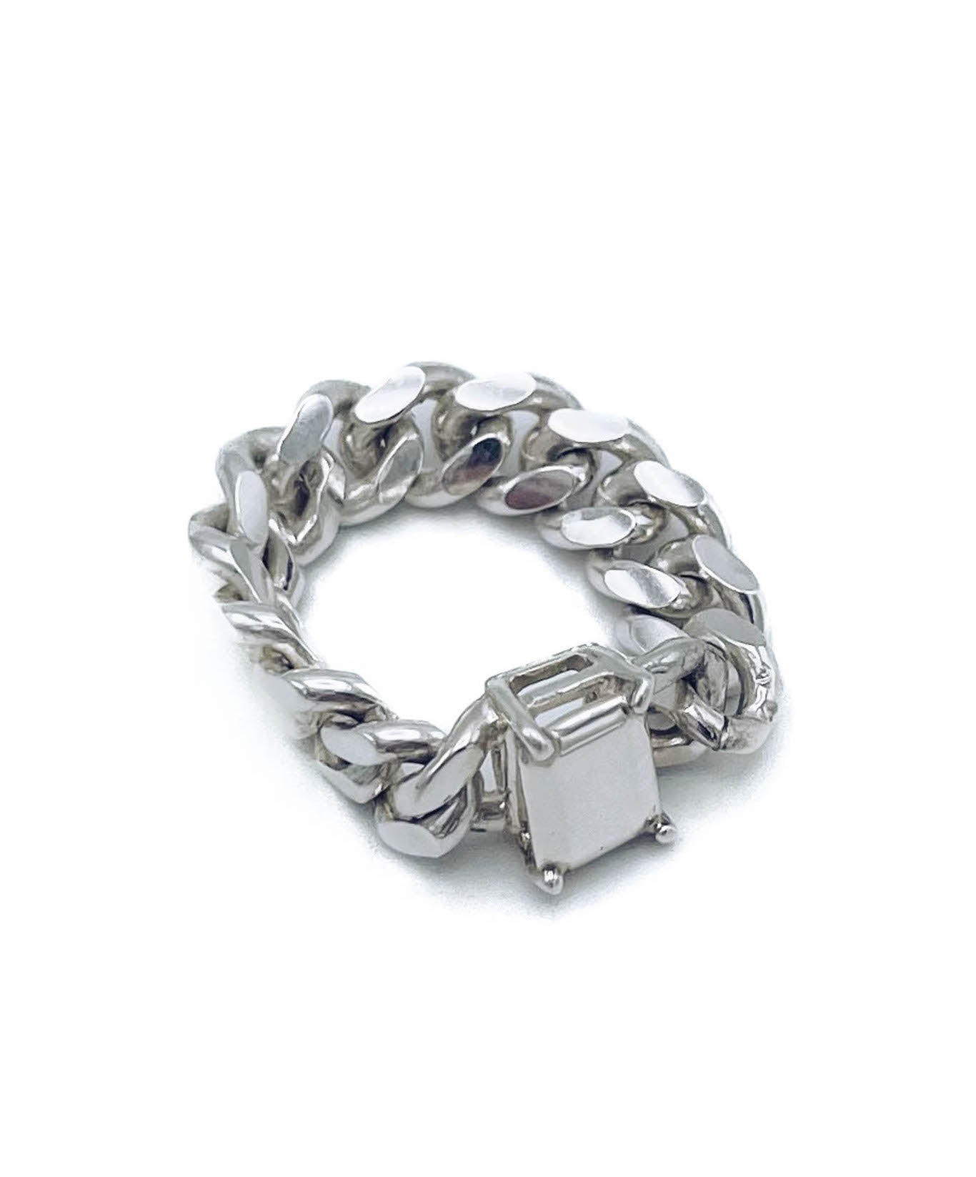 Martine Ali's Anita Stone Silver Ring - Signet ring with inset stone accent, sterling silver.
