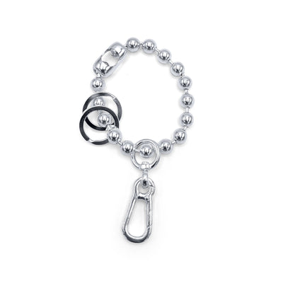 Ball chain wristlet strap accessory in silver . FLAT 