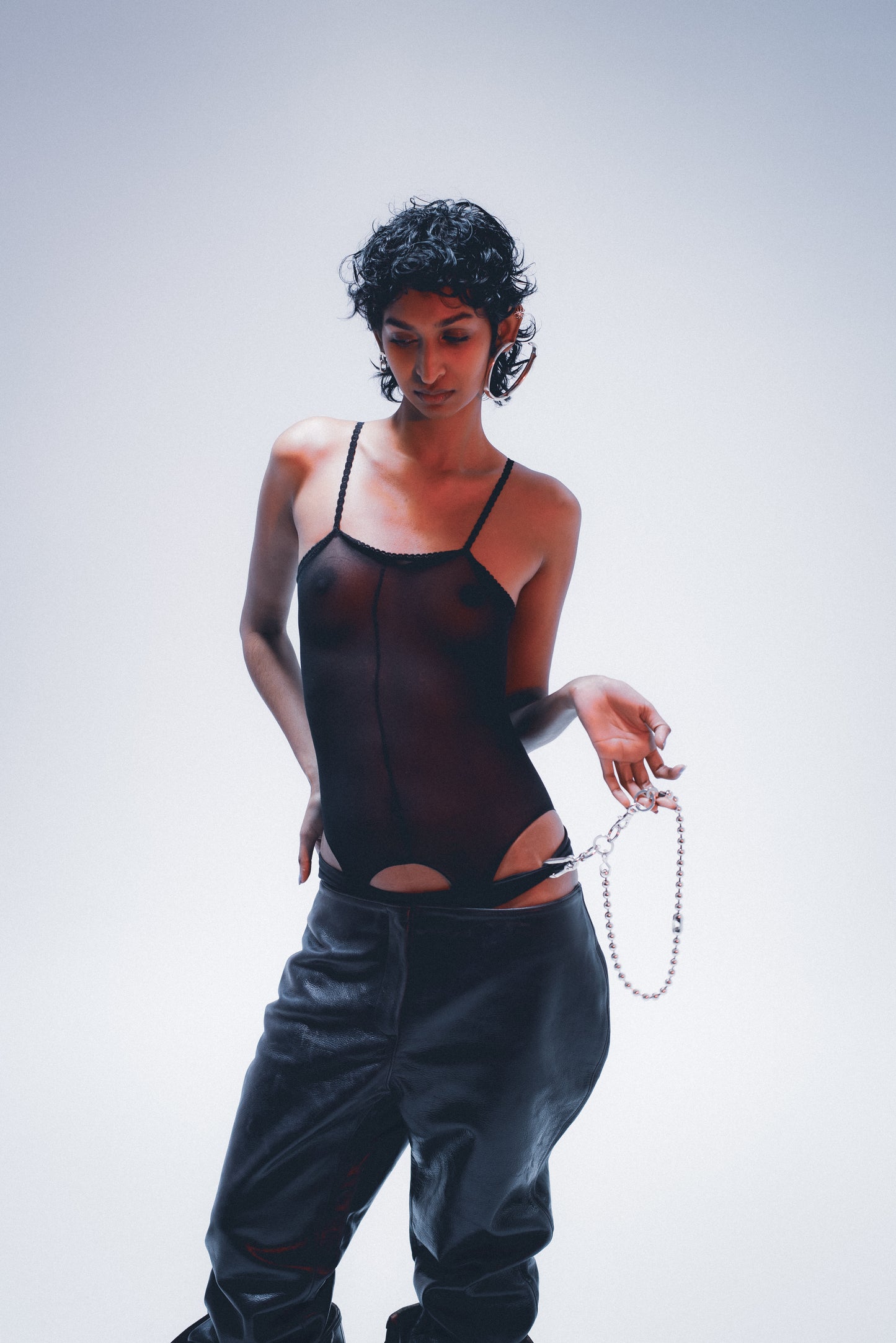 Ball chain lanyard with clasp; functional and stylish . on body female