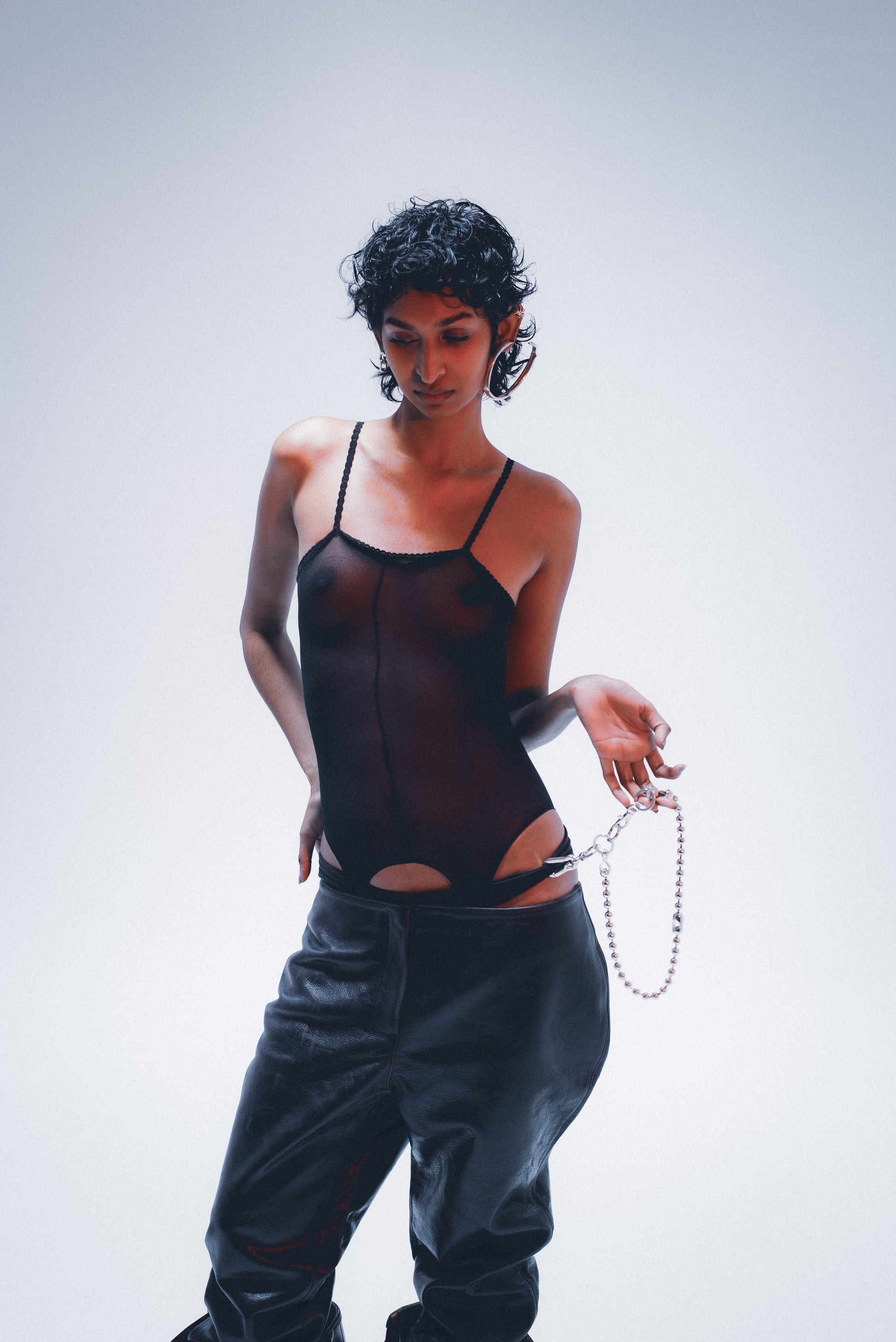 Ball chain lanyard with clasp; functional and stylish . on body female