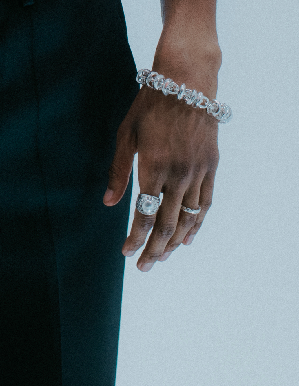 Bold championship-style ring in solid silver . on model 