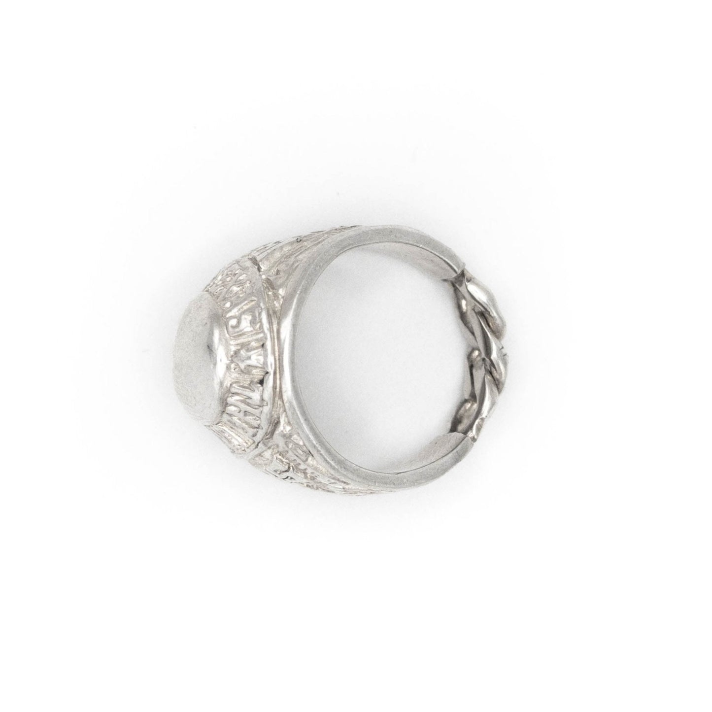 Bold championship-style ring in solid silver . flat