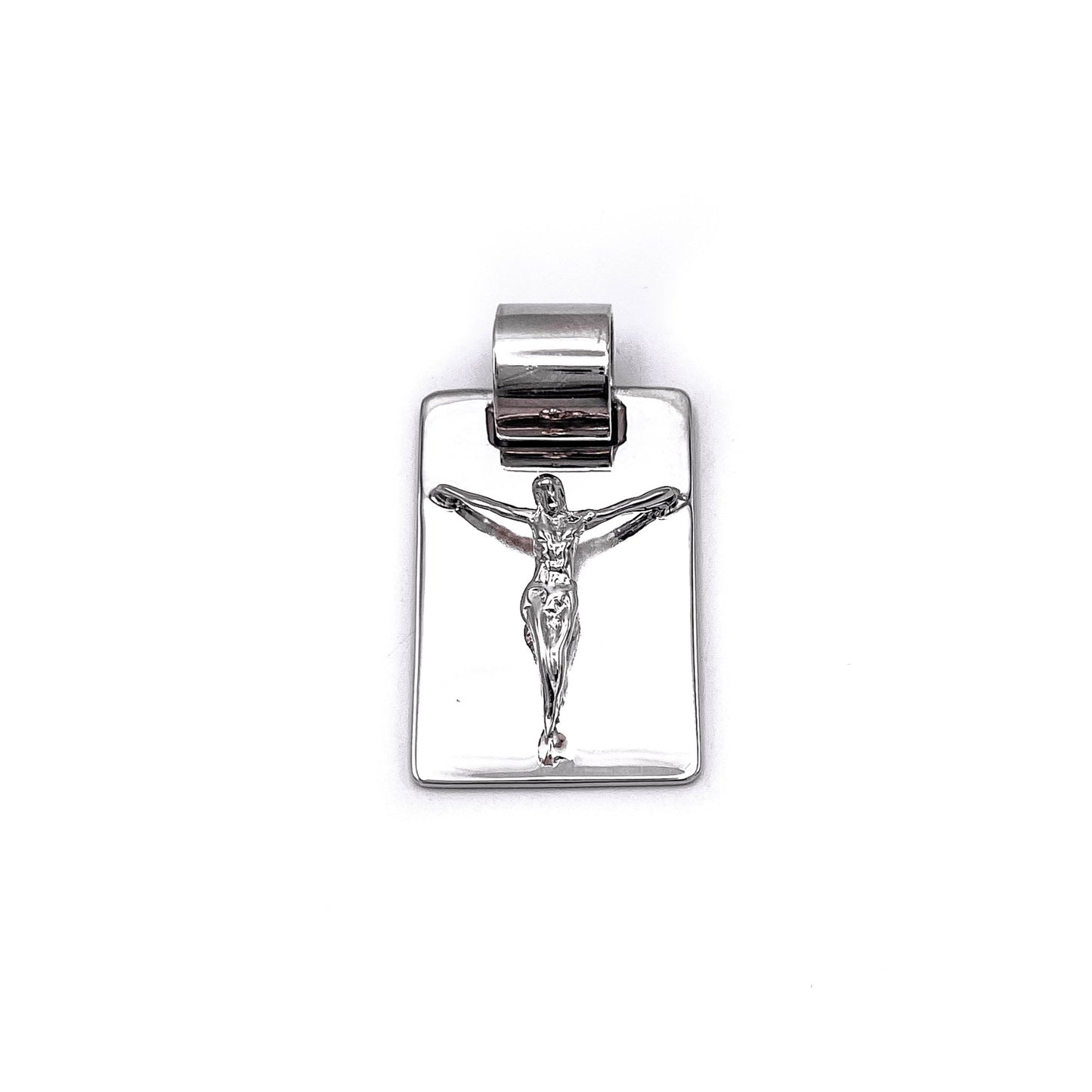 Signature MA dog tag pendant in heirloom silver . FLAT