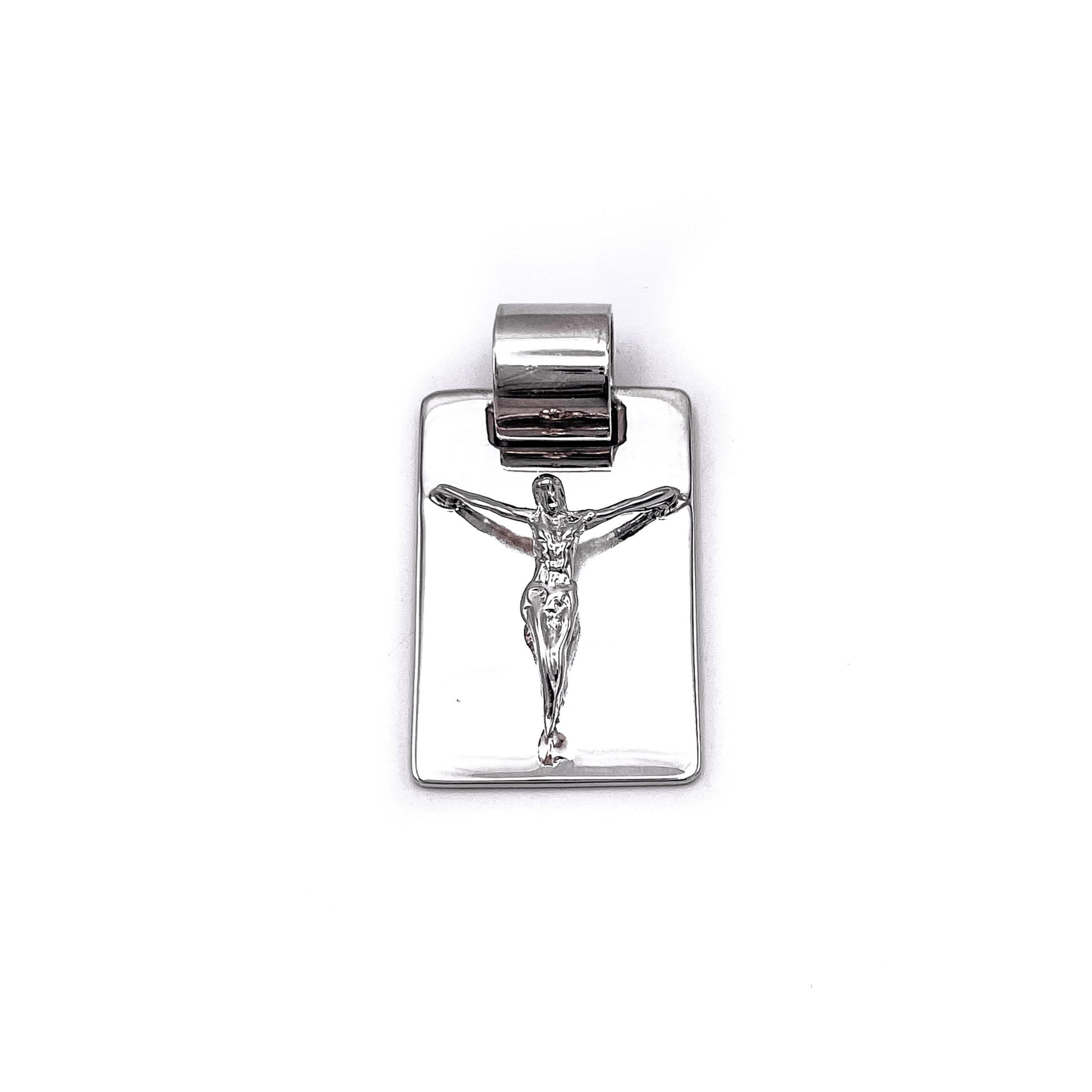 Signature MA dog tag pendant in heirloom silver . FLAT