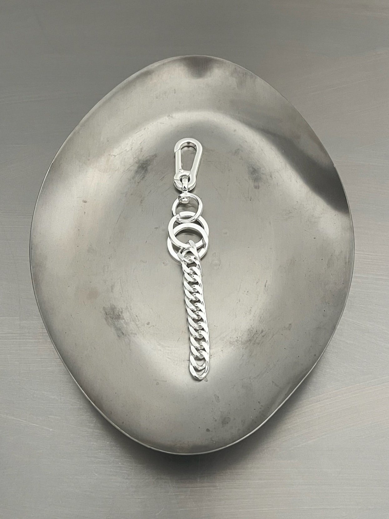 TWIN LINK SILVER KEYCHAIN