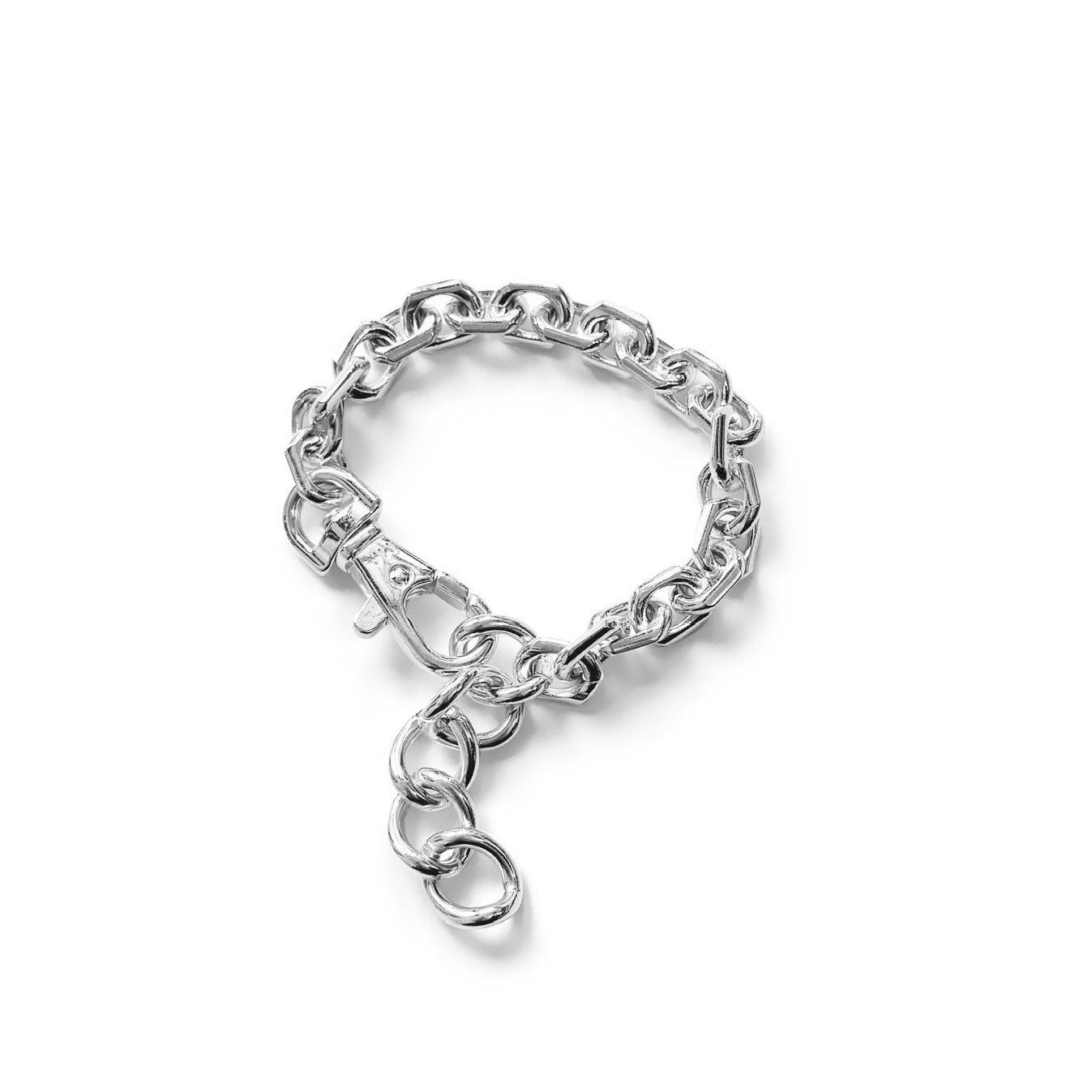 Silver bracelet on a white background