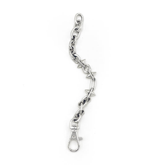 Edgy spike-accented chain bracelet; heirloom silver. FLATS