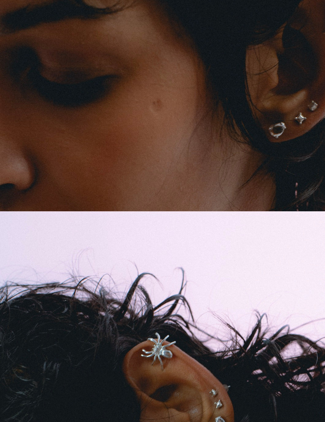Mismatched Prince symbol stud earrings in silver.