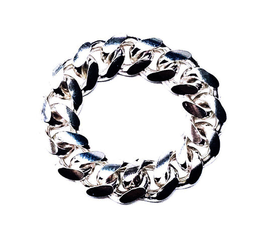 Sleek minimalist band ring in sterling silver .