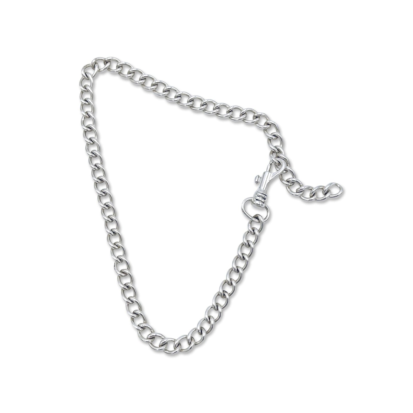 Bold safety-pin inspired chain links; heirloom silver.