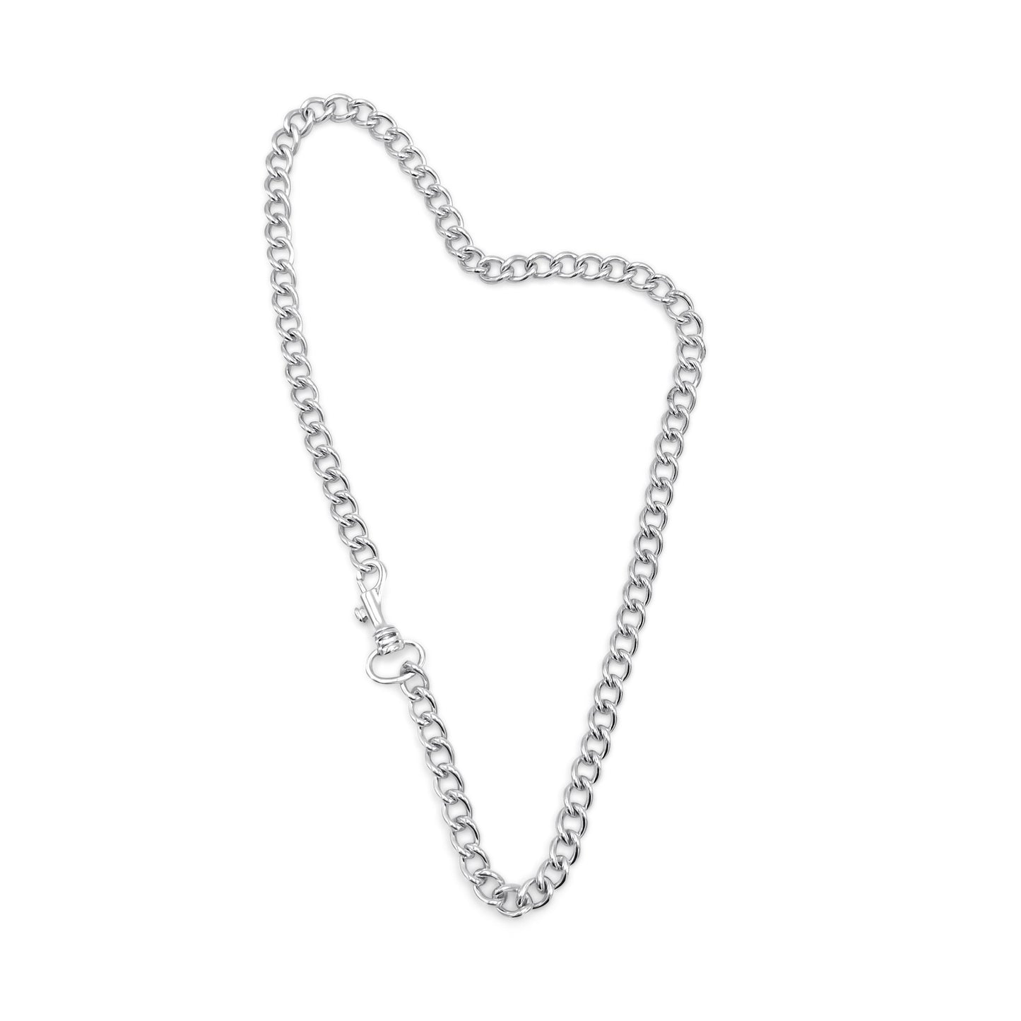 Bold safety-pin inspired chain links; heirloom silver . flats