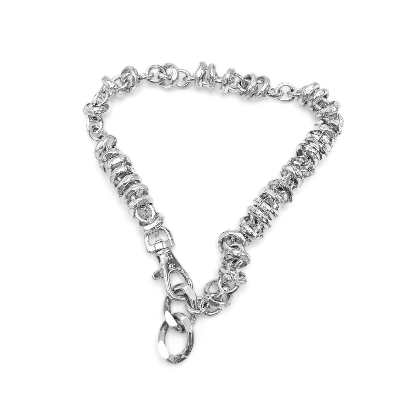 Chunky open-link chain design in heirloom silver . flats