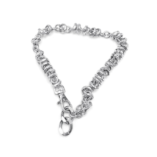 Chunky open-link chain design in heirloom silver . flats