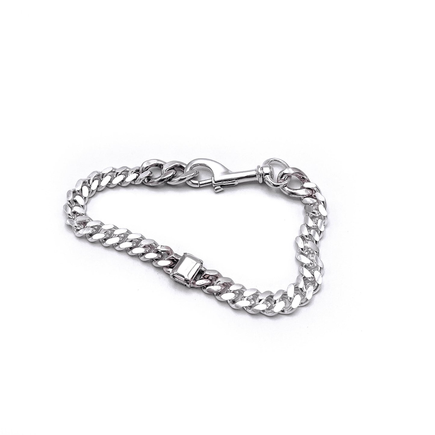 Thin link bracelet with silver stone accents . flats