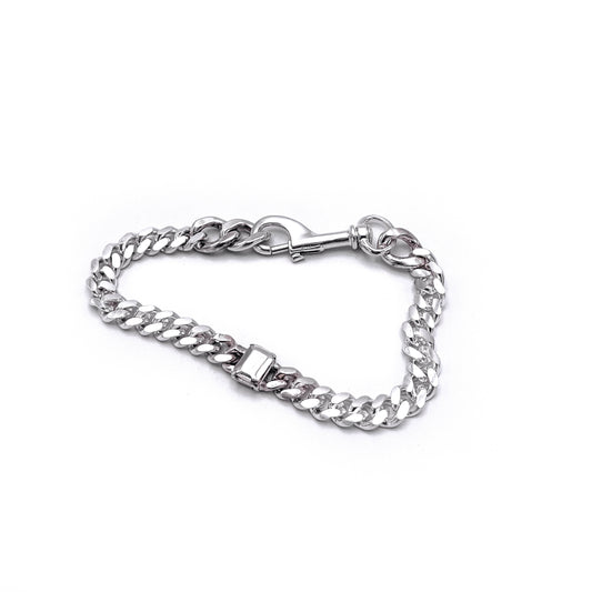 Thin link bracelet with silver stone accents . flats