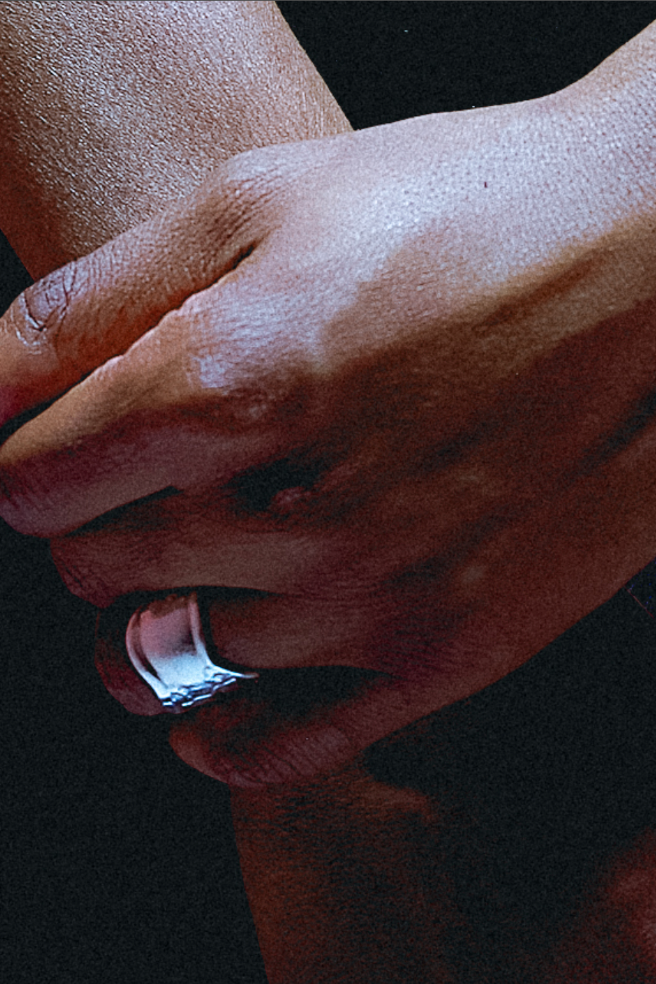 Vintage-inspired spoon handle ring in sterling silver . on model