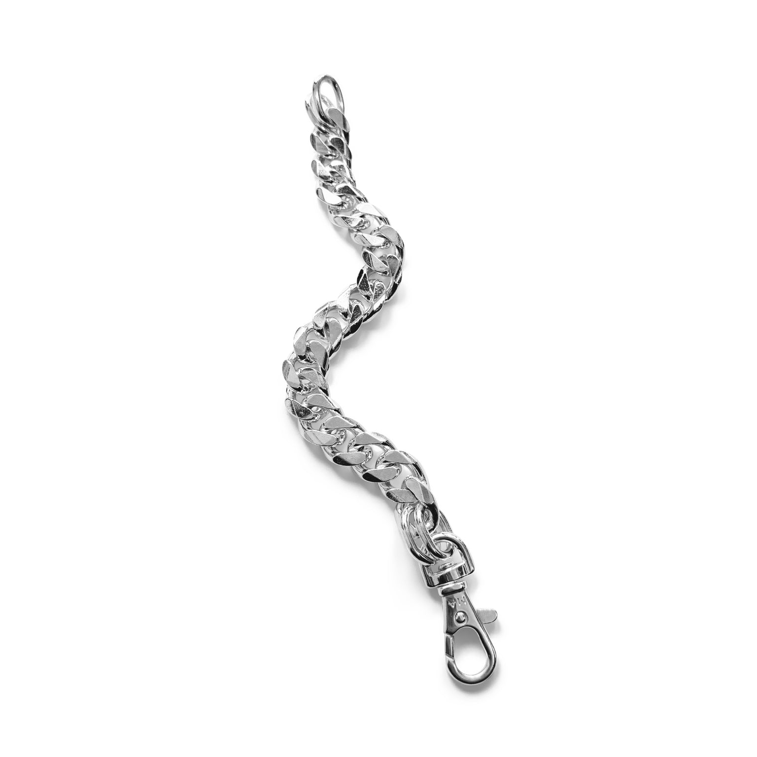 Silver chain bracelet with clasp on a white background