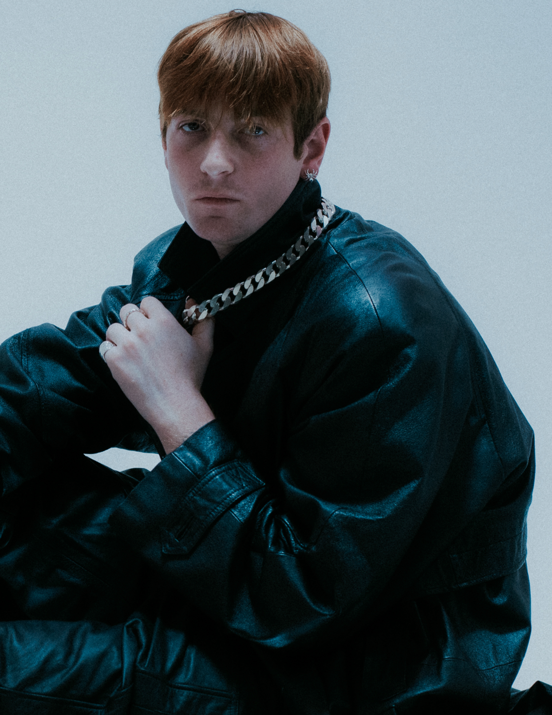 Oversized flat link chain design; bold statement piece.