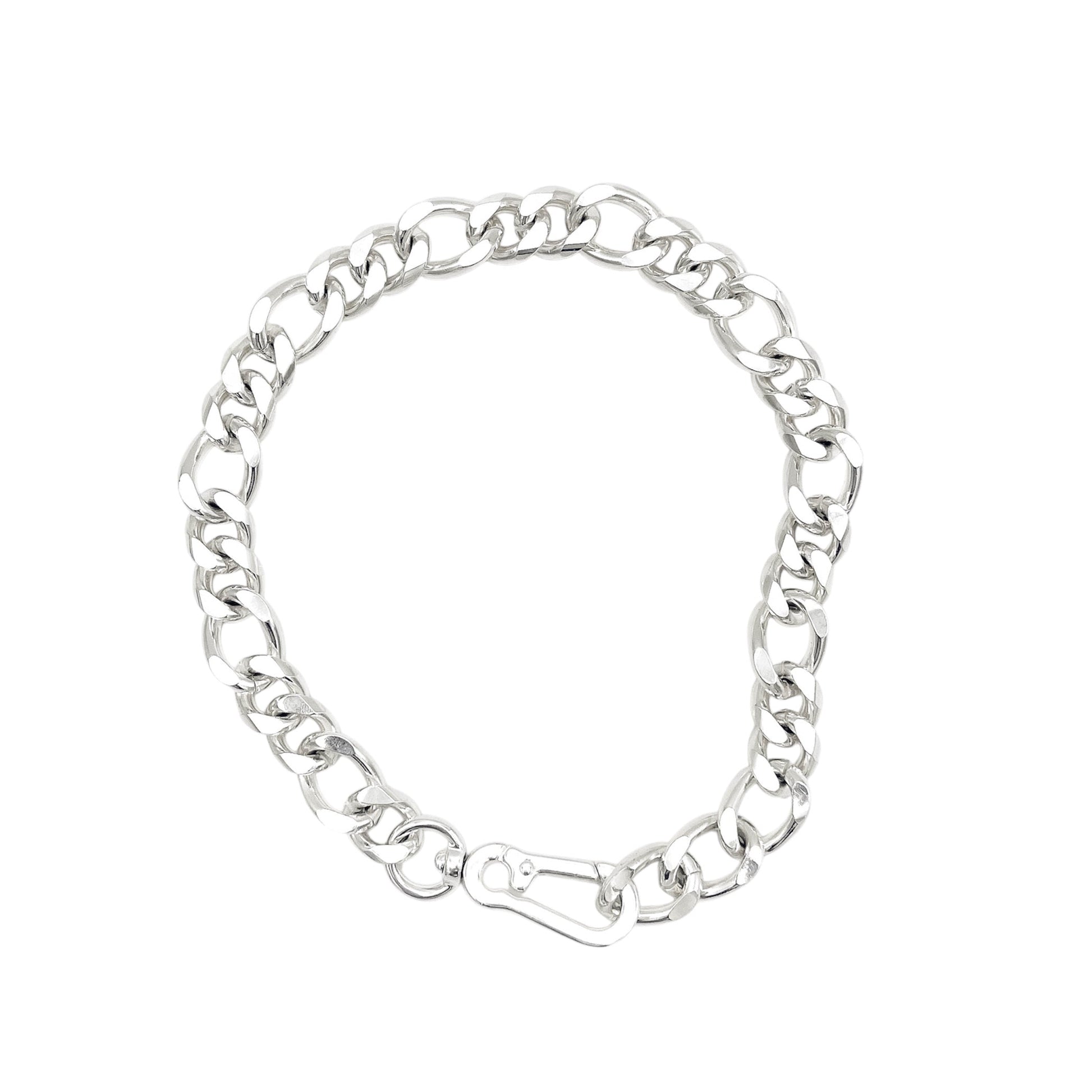 Silver chain bracelet on a white background