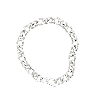 Silver chain bracelet on a white background